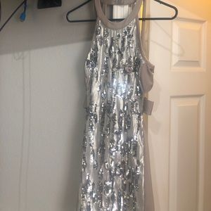 Gorgeous Silver Sequence Bebe Mini Dress